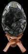 Septarian Dragon Egg Geode - Black Crystals #67784-1